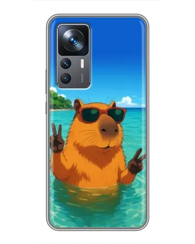 Чехол для Xiaomi 12T Pro с картинкой «Морская капибара»