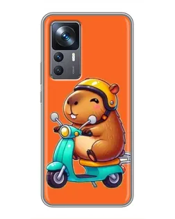 Чехол для Xiaomi 12T Pro с картинкой «Капибара на скутере»