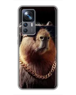 Чехол для Xiaomi 12T Pro с картинкой «Капибара золотая цепь»