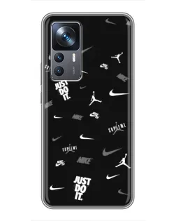 Чехол для Xiaomi 12T с картинкой «Nike Black Pattern»
