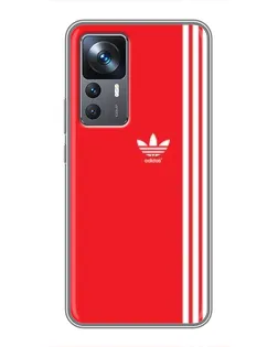 Чехол для Xiaomi 12T с картинкой «Красный минимализм Adidas»