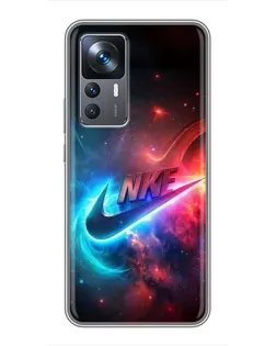 Чехол для Xiaomi 12T с картинкой «Огненный логотип Nike»