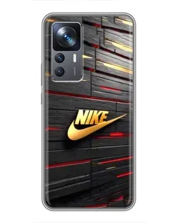 Чехол для Xiaomi 12T с картинкой «Золотой Nike на металле»