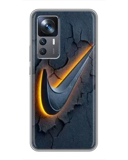 Чехол для Xiaomi 12T с картинкой «Объемный логотип Найк»