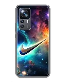 Чехол для Xiaomi 12T с картинкой «Космический Nike Swoosh»