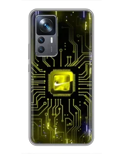 Чехол для Xiaomi 12T с картинкой «Nike — золотая искра»
