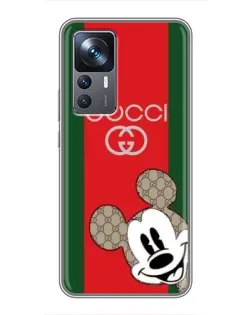 Чохол для Xiaomi 12T з картинкою «Gucci — смуги та Міккі»