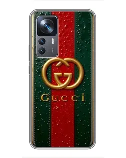 Чохол для Xiaomi 12T з картинкою «Gucci — фірмова смуга та золото»