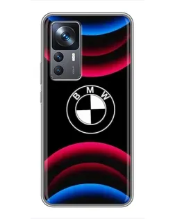 Чохол для Xiaomi 12T з картинкою «Логотип BMW та неонові дуги»