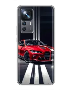 Чохол для Xiaomi 12T з картинкою «Червона BMW на дорозі»