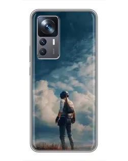 Чехол для Xiaomi 12T с картинкой «Герой PUBG на скале»