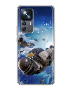 Чехол для Xiaomi 12T с картинкой «Десант PUBG — прыжок»