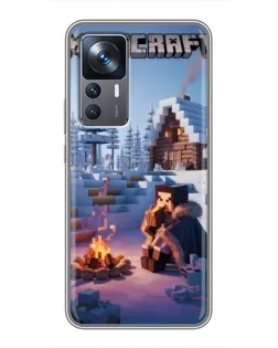 Чохол для Xiaomi 12T з картинкою «Зимовий Minecraft»