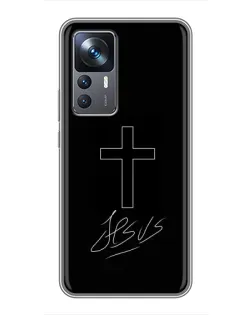 Чехол для Xiaomi 12T с картинкой «Графический крест Jesus»
