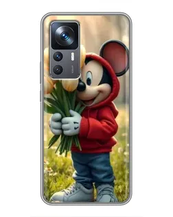 Чохол для Xiaomi 12T з картинкою «Міккі з тюльпанами»