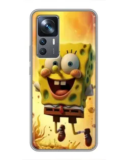 Чохол для Xiaomi 12T з картинкою «Губка Боб стрибає»
