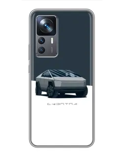Чохол для Xiaomi 12T з картинкою «Сріблястий Cybertruck Tesla»
