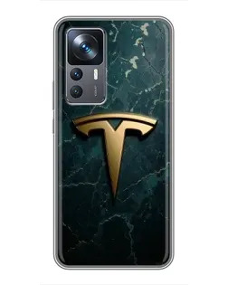 Чохол для Xiaomi 12T з картинкою «Мармурова Tesla Gold»