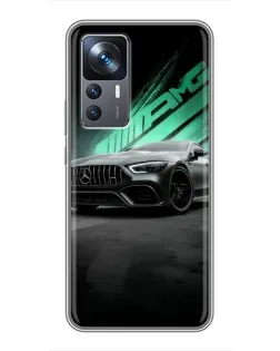 Чехол для Xiaomi 12T с картинкой «Темный Mercedes AMG»