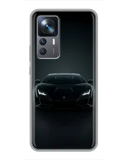 Чехол для Xiaomi 12T с картинкой «Черный Lamborghini Aventador»