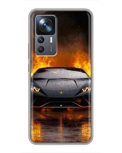 Чехол для Xiaomi 12T с картинкой «Lamborghini в огне»