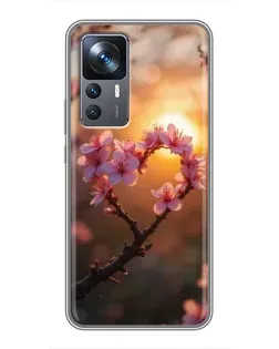 Чохол для Xiaomi 12T з картинкою «Рожевий цвіт сердечко на тлі заходу» Чохол для Xiaomi 12T з картинкою «Рожевий цвіт сердечко на тлі заходу»