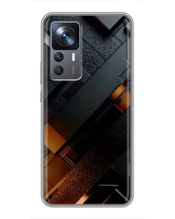 Чохол для Xiaomi 12T з картинкою «Чорні геометричні блоки»