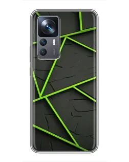Чохол для Xiaomi 12T з картинкою «Зелені геометричні лінії»