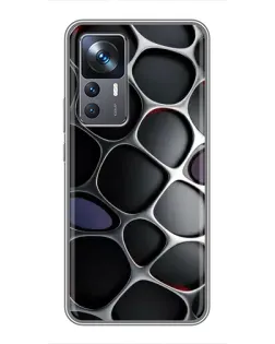 Чохол для Xiaomi 12T з картинкою «Об'ємна темна решітка»