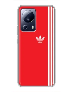 Чехол для Xiaomi 13 Lite с картинкой «Красный минимализм Adidas»