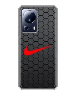 Чехол для Xiaomi 13 Lite с картинкой «Nike — карбоновая сетка»