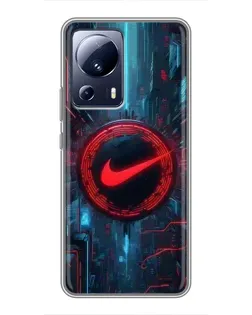 Чехол для Xiaomi 13 Lite с картинкой «Техногенный стиль Nike»