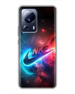 Чехол для Xiaomi 13 Lite с картинкой «Огненный логотип Nike»