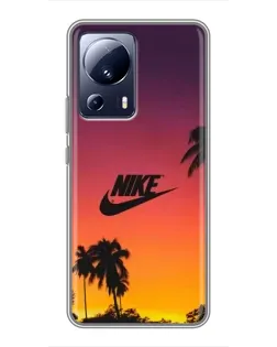 Чехол для Xiaomi 13 Lite с картинкой «Nike на закате солнца»