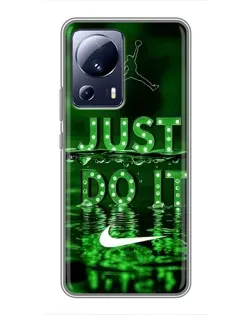 Чехол для Xiaomi 13 Lite с картинкой «Зеленый неоновый Nike»