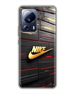 Чехол для Xiaomi 13 Lite с картинкой «Золотой Nike на металле»