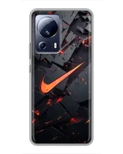 Чехол для Xiaomi 13 Lite с картинкой «Nike — эффект разломов»