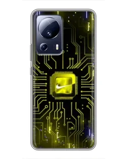 Чехол для Xiaomi 13 Lite с картинкой «Nike — золотая искра»