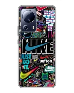 Чехол для Xiaomi 13 Lite с картинкой «Яркий коллаж Nike»