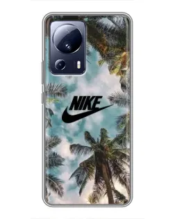 Чехол для Xiaomi 13 Lite с картинкой «Тропический принт Nike»