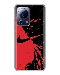 Чехол для Xiaomi 13 Lite с картинкой «Красные брызги Nike»