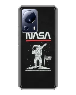 Чехол для Xiaomi 13 Lite с картинкой «NASA — шагаем по Луне»