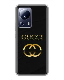 Чехол для Xiaomi 13 Lite с картинкой «Золотой логотип Gucci»