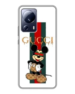 Чехол для Xiaomi 13 Lite с картинкой «Микки Маус Gucci — полосы»