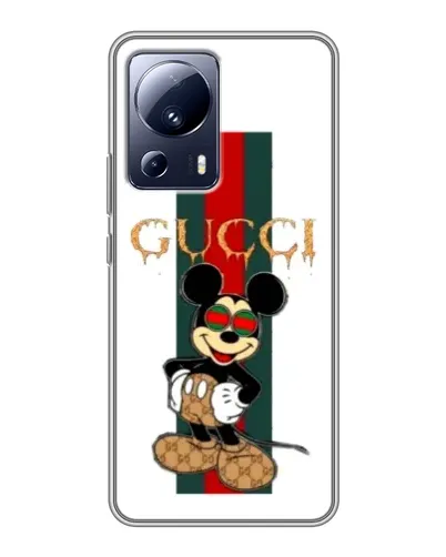 Чехол для Xiaomi 13 Lite с картинкой «Микки Маус Gucci — полосы»