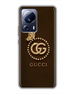 Чехол для Xiaomi 13 Lite с картинкой «Gucci — золотая бабочка»