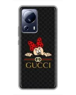 Чехол для Xiaomi 13 Lite с картинкой «Минни Маус Gucci — черный»