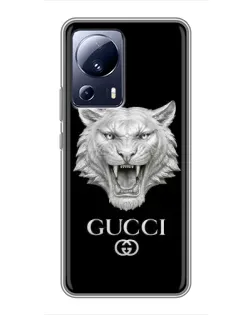 Чехол для Xiaomi 13 Lite с картинкой «Gucci — серебряный лев» Чехол для Xiaomi 13 Lite с картинкой «Gucci — серебряный лев»