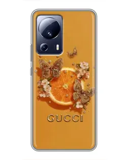 Чехол для Xiaomi 13 Lite с картинкой «Gucci — золотые бабочки» Чехол для Xiaomi 13 Lite с картинкой «Gucci — золотые бабочки»