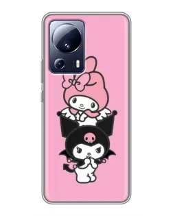 Чехол для Xiaomi 13 Lite с картинкой «Трио My Melody и Kuromi»